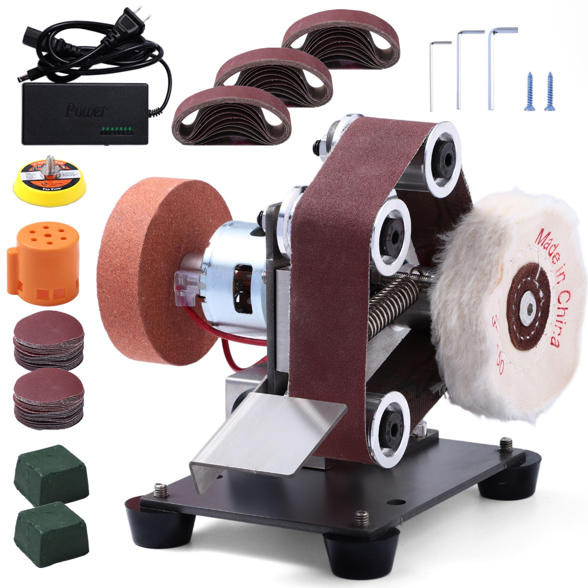 Photo 1 of SMLCON 83PCS 3 in 1 Mini Belt Sander - 7 Adjustable Speed Vertical Electric Belt Grinder for Knife Sharpening, Woodworking & Metal Working,Compact Power Sanders for DIY Projects
