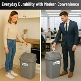 Plastix 50L Swing Bin Plastic Waste Rubbish Kitchen Dustbin Silver view 7