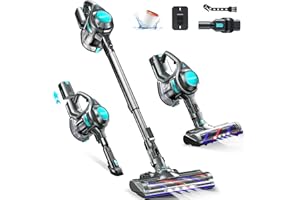 QikCln Cordless Vacuum Cleaner, 8-in-1 Powerful Vacuum Cleaners for Home with 1.3L Large Capacity, 2 Modes & 30Mins Runtime, Rechargeable Stick Vacuum for Pet Hair Hardwood Carpet - Green…