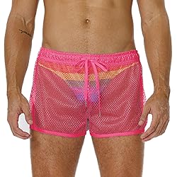 FIROTTII Mens Mesh Shorts Sexy Boxers See Through