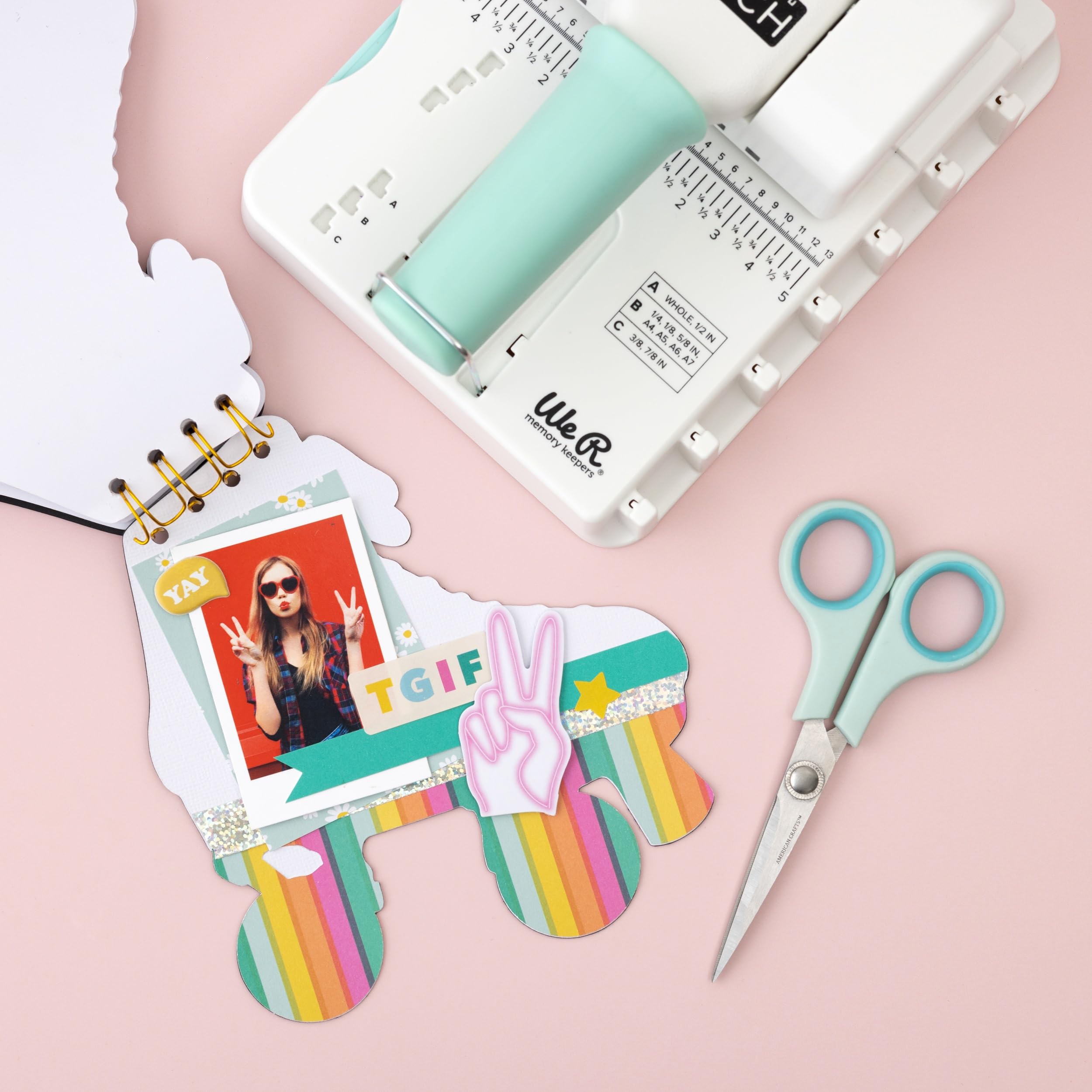 We R Memory Keepers Mini Cinch Bookbinding Machine - Small Craft Tool Compatible with Wire or Spiral Coils - Make Professional Books, Notebooks, Calendars, and Journals