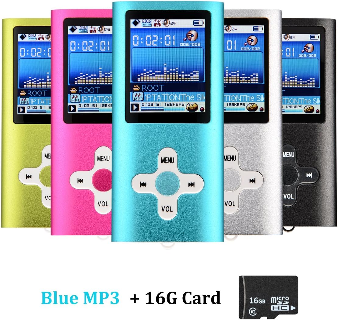 VicTal MP3 MP4 Player with 16GB Micro SD Card - Blue