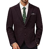 PJ PAUL JONES Mens Tweed Blazer Wool Sport Coat Two Button Peak Lapel Vintage Suit Jackets