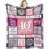 Paihvcn 40th Birthday Gifts Women, 40 Year Old Birthday Gifts for Women, Forty Bday Gift 1986 40th Bday Decorations Woman, 40 Yr Old Birthday Gift Blanket 60"x50"