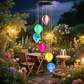 Solar Wind Chimes for Outside, Color Changing Hot Air Balloon Wind Chimes Solar Lights for Outside Garden Outdoor Patio Décor, Gifts for Mom Birthday Gifts for Women Grandma Wife Friend