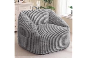 BYBYME Giant Bean Bag Chair for Adults and Kids, Large Comfy Cozy Beanbag, Floor Sofa for Teens, Living Room, Gaming, Reading, Grey