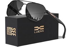 LUENX Aviator Sunglasses for Men Square Polarized Polygon Shades UV400 Sun Glasses with Accessories
