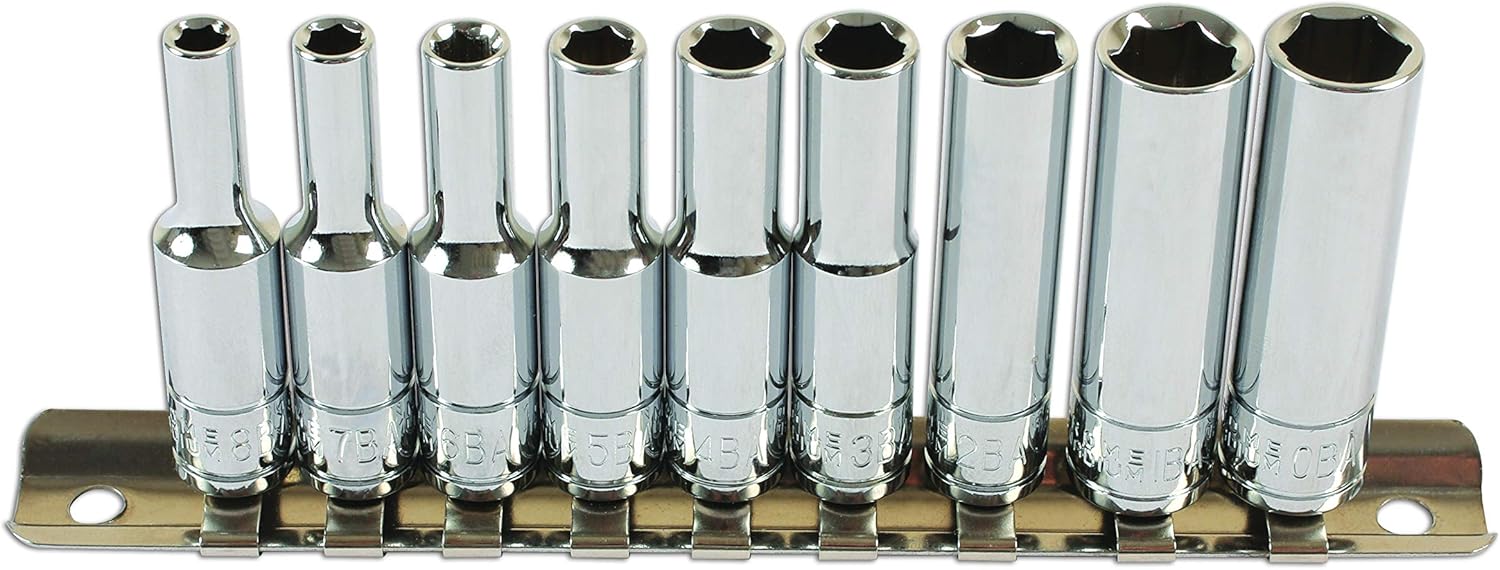 Laser 6196 BA Deep Socket Set 1/4"D 9pc, Variety Pack