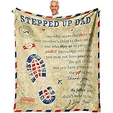 Dfaqehk Stepped Up Dad Gifts, Christmas Birthday Gifts for Bonus Dad, Stepdad Gifts from Daughter, Gifts for Stepdads from Son, Best Stepdad Ever Gifts, Stepfather Gift Throw Blanket 60 x 50 Inch