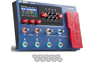 VALETON Multi Effects Processor Pedal with Expression Pedal FX Loop MIDI I/O Amp Modeling IR Cabinets Simulation Stereo OTG USB Audio Interface GP-200X (Include 10 Pcs Additional Footswitch Toppers)