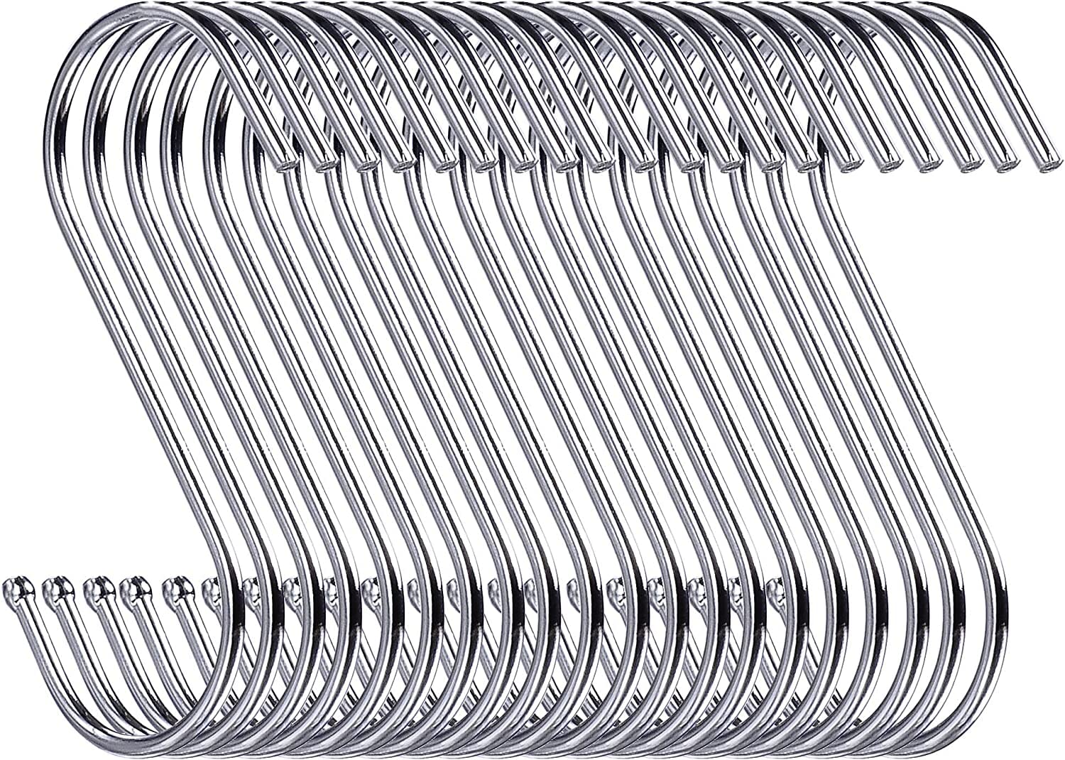 Baoswi 40 Pack Heavy Duty S Hooks S Shaped Hanging Hooks Large Hangers for Kitchen, Bathroom, Bedroom and Office (Silver)