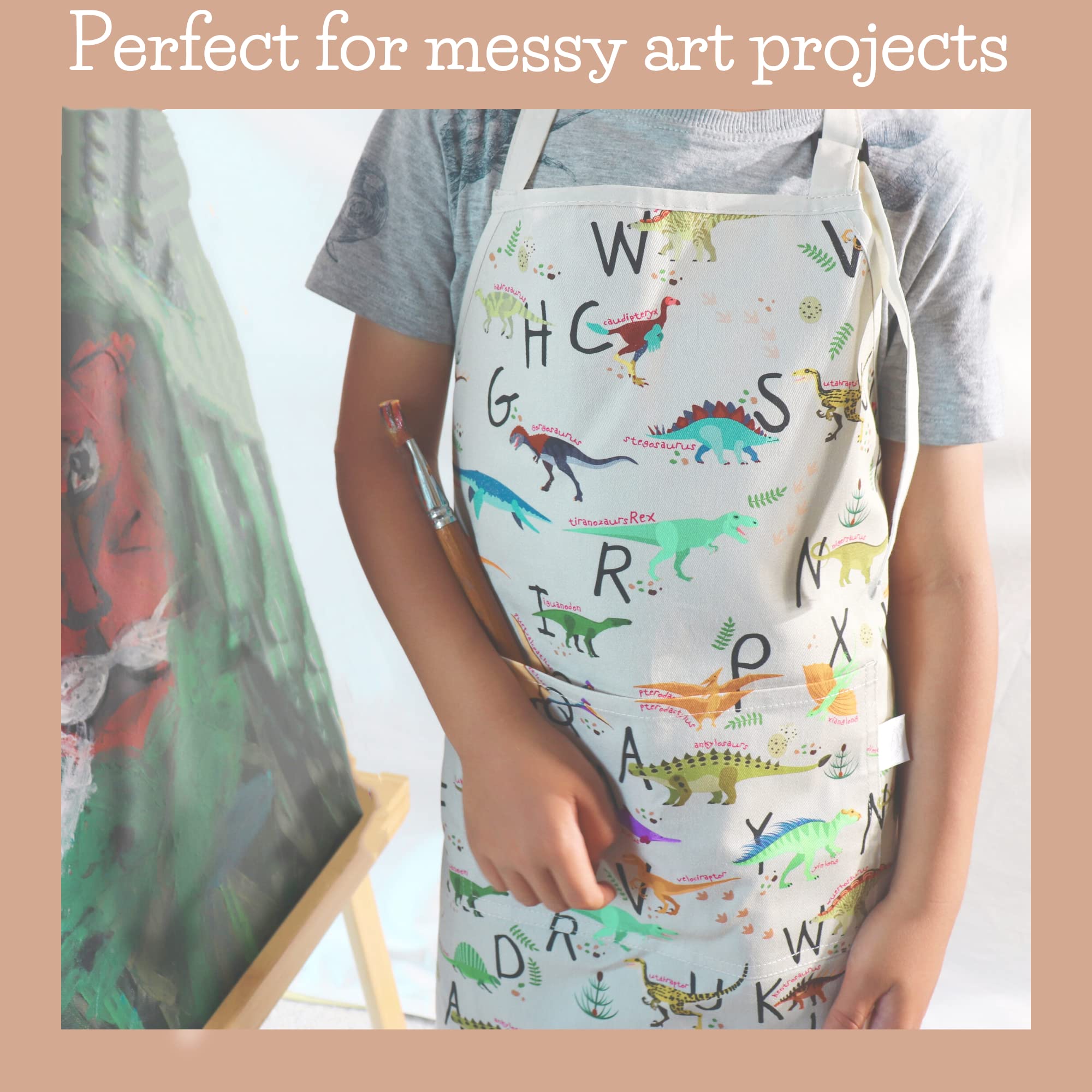Kids Aprons for Girls and Boys, Toddler Apron with Pocket for Painting, Cooking, Baking, Gardening and Crafts