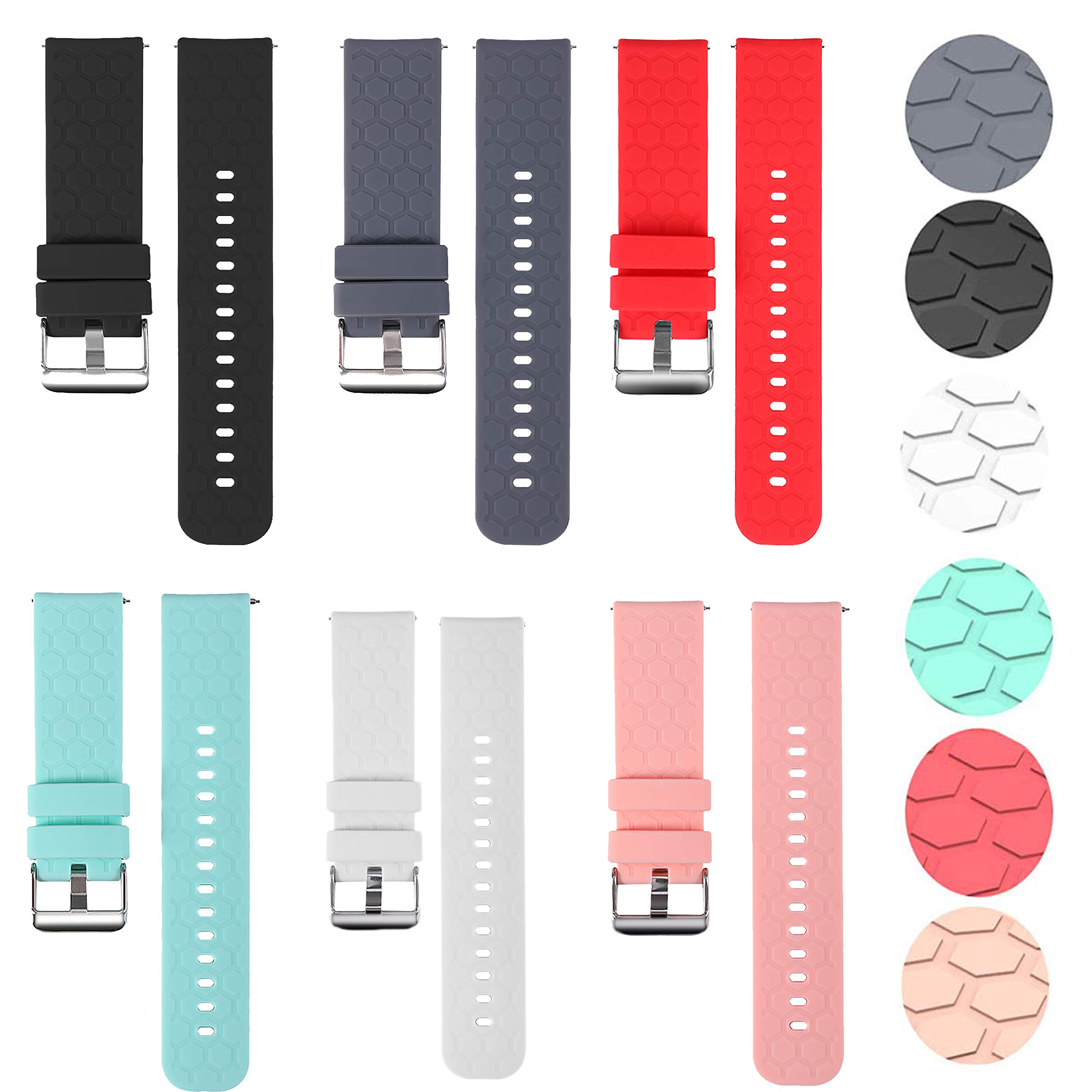 Ruentech Strap Compatible with Garmin Vivoactive 4S Bracelet Silicone Wristbands Compatible with Garmin Vivoactive 4S Sport Smartwatch Accessories (6 Colours)