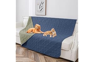 Tuffeel Waterproof Dog Blanket, 52x82 inches Pet Couch Covers for Sofa, Bed Furniture Protector from Dogs Washable and Reversible-Blue+Green
