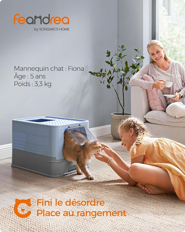 Bac à Litière Fermé XXL, Maison de Toilette, Plateau Amovible