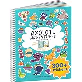 Cupkin Axolotl Coloring &amp; Sticker Activity Book | 300+ Stickers | Spiral-bound kids craft format with 8 scenes, 8 art pages, side-by-side viewing, and an easy-peel design for ages 2&ndash;8