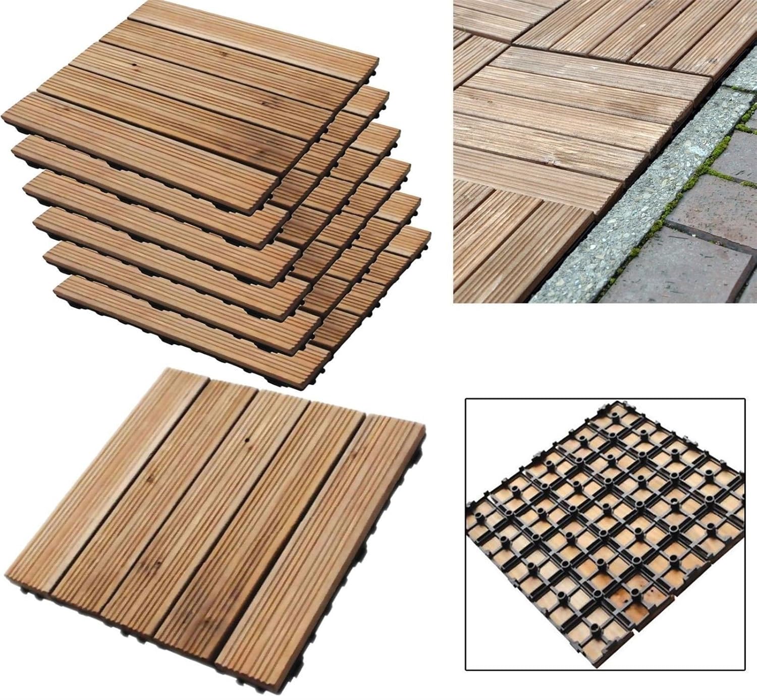 18 X Wooden Decking Floor Interlocking Tiles Garden Decks Slab