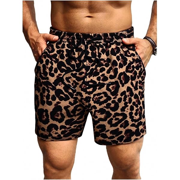 Men's Leopard Animal Print Casual Slim Fit Shorts - DS2044
