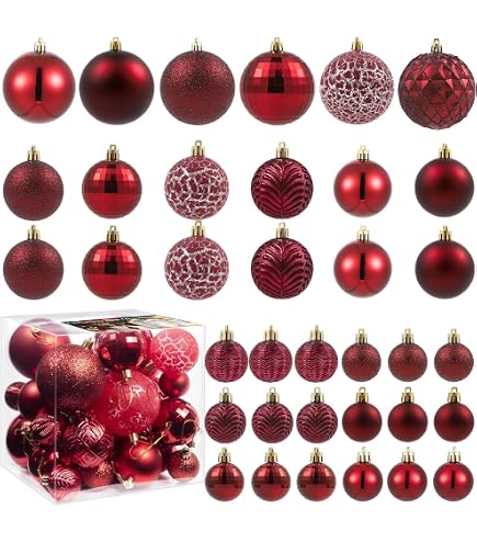 Lot De 12 Boules De Noël En Velours Bordeaux 6 Cm - Décorations à Suspendre Pour Sapin, Mur, Fenêtre, Cheminée - Couleurs Assorties Festives - 8
