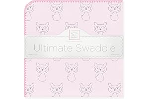 SwaddleDesigns Large Receiving Blanket, Ultimate Swaddle for Baby Boys, Girls, Softest US Cotton Flannel, Best Shower Gift, Made in USA, Fox with Pink Trim (Mom's Choice Award Winner)