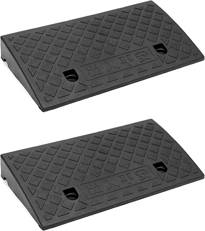 QWORK 2PCS Plastic Curb Ramp Door Ramp Threshold Ramps 49x27x7 cm