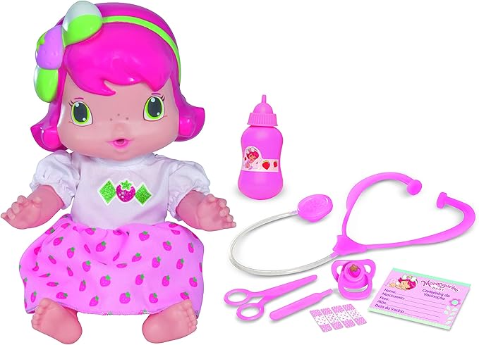 Baby De Vinil Moranguinho Faz Xixi Mimo Brinquedos Rosa 