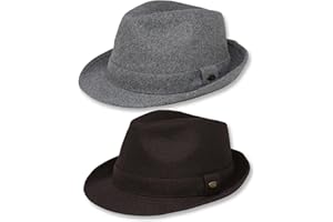 Funky Junque Fedora Hats for Men Premium Wool Blend Fedoras Structured Short Brim Vintage Trilby Felt Teardrop Stetson