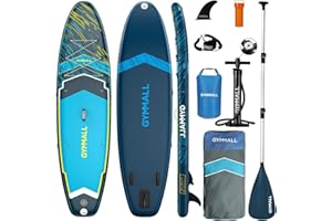 GYMMALL Paddle Board, Inflatable Stand Up SUP Paddle Boards for Adults & Youths of All Skill Levels, Wide & Non-Slip Deck Design Blow Up Paddleboards with Premium Accessories & Storage Bag
