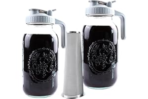 GMCOZY Cold Brew Coffee Maker Glass 64 oz Mason Jar iced tea Pitcher 2 set With Spout Lid Filter 2 Quart Wide Mouth cold Brewing pitcher Half Gallon Water Jug Airtight Leak Proof Fridge Beverage Pitcher