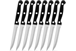 LIANYU Steak Knives Set of 12, Stainless Steel Serrated Steak Knife for Kitchen Camping Restaurant, Dishwasher Safe