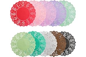 GOCREATE 200 Pcs Round Lace Paper Doilies, 10 Assorted Colors 4.5" Decorative Paper Placemats Disposable Paper Doilies for Cake Wedding Tableware Decoration