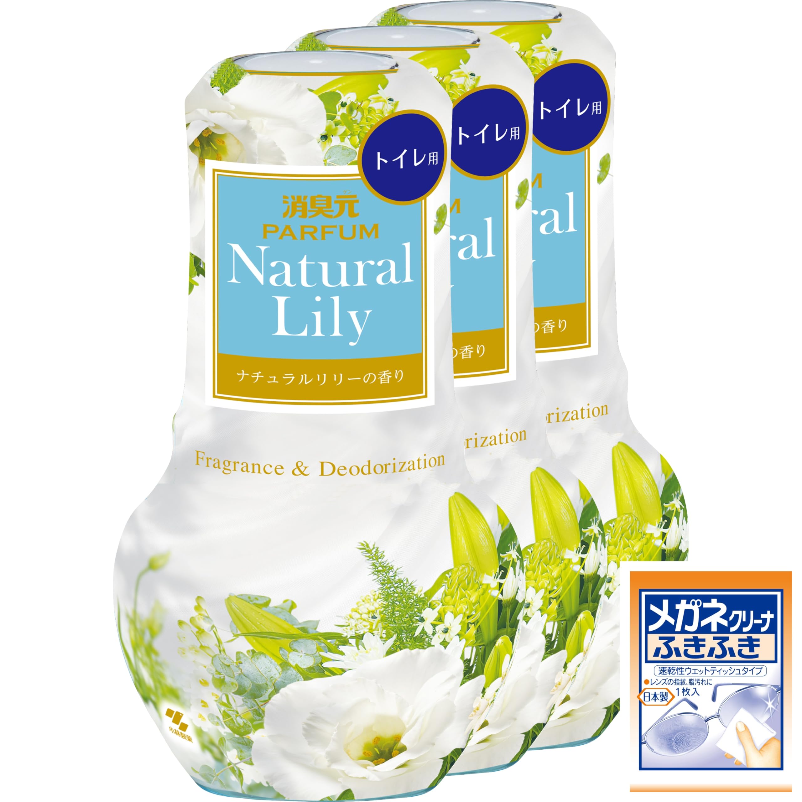 【Amazon.co.jp限定】【まとめ買い】 トイレの消臭元 パルファム ナチュラルリリーの香り 消臭芳香剤 トイレ用 置き型 消臭 芳香剤 400ml×3個(おまけ付) 小林製薬商品画像