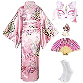 Kimonos for Women Japanese Dress Yukata Geisha Costume Fancy Robe Anime Cosplay Maid Outfit Mask Hand Fan Socks Set