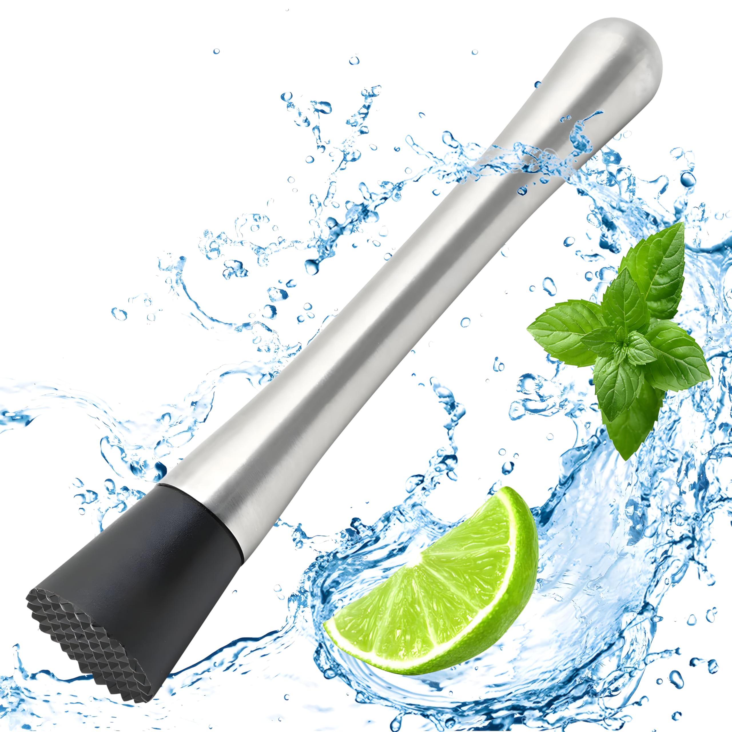 Ice Crusher Barware Cocktail Muddler,Cocktail Stirrer, Stainless Steel Stirrer, Lime Press Masher, Lime Hand Masher, Suitable for Home and Bar (20CM)