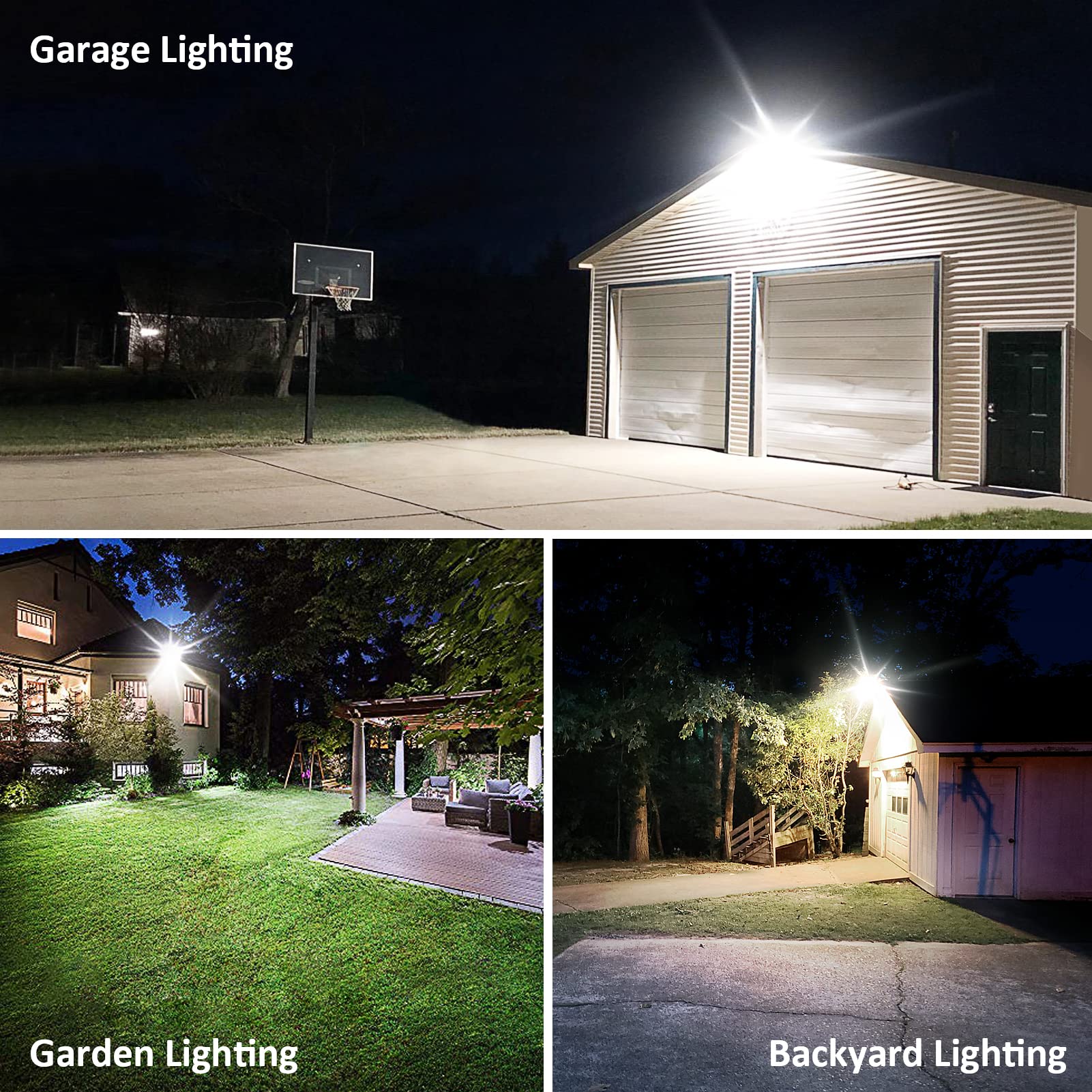 SZGMJIA 60W LED Flood Light with Knuckle, Outdoor Security Fixture Dusk-to-Dawn Photocell 5000K 7,800lm(300W Equivalent) 100-277V IP65 Waterproof with Base for Wall Mount for Entrance Garden Yard