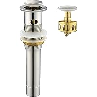 Pop up Sink Drain Stopper for Bathroom Vessel Vanity Sink Art Basin Brushed Nickel, Small Cap with Overflow, Metal Pop…