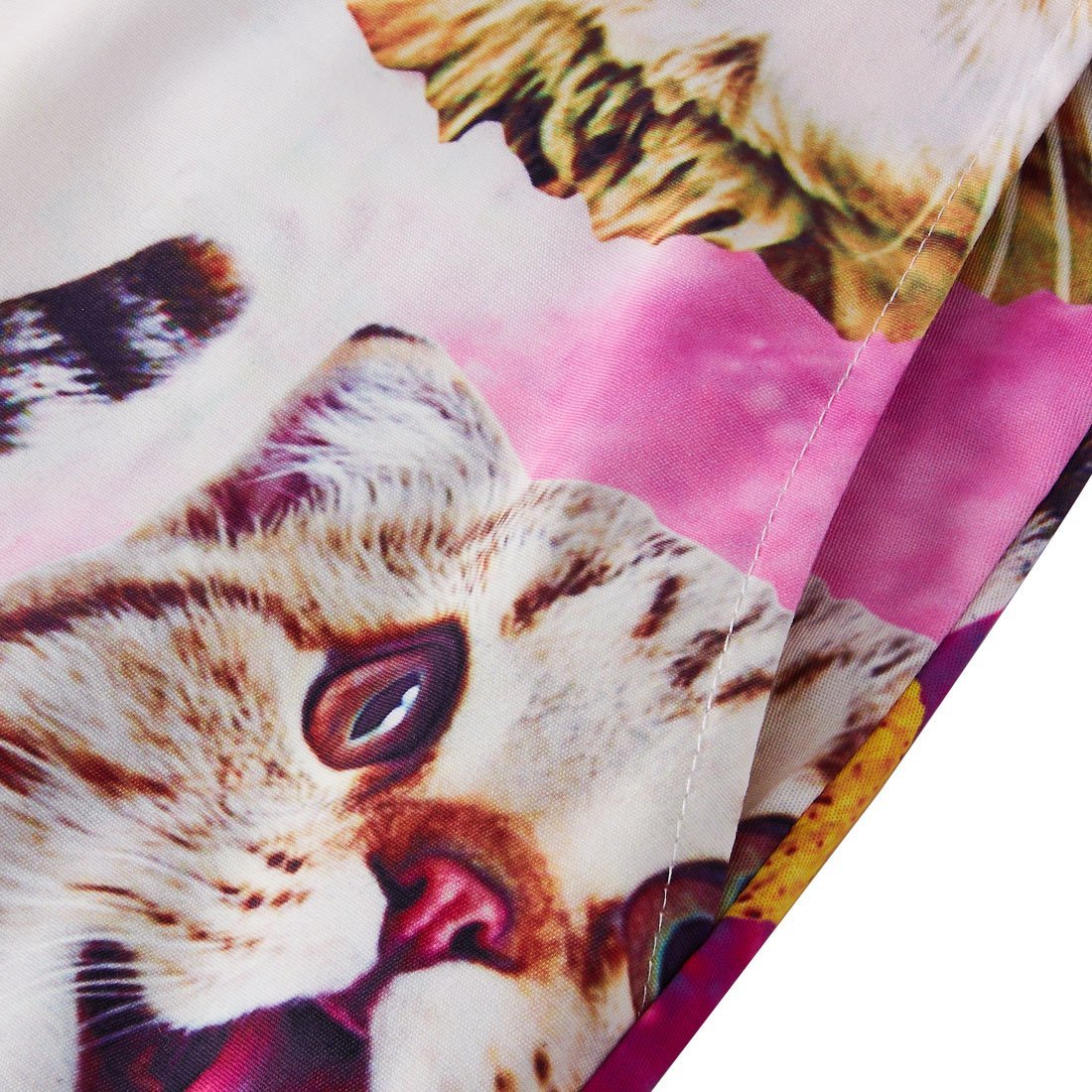 Mens Galaxy Cat Rolls Jumpsuit Lovely Short Sleeve 3D Fashion Stars Nebula Space Print Romper One Piece Summer Casual Beach Shorts Zipper Outfits Party BBQ Beach Medium