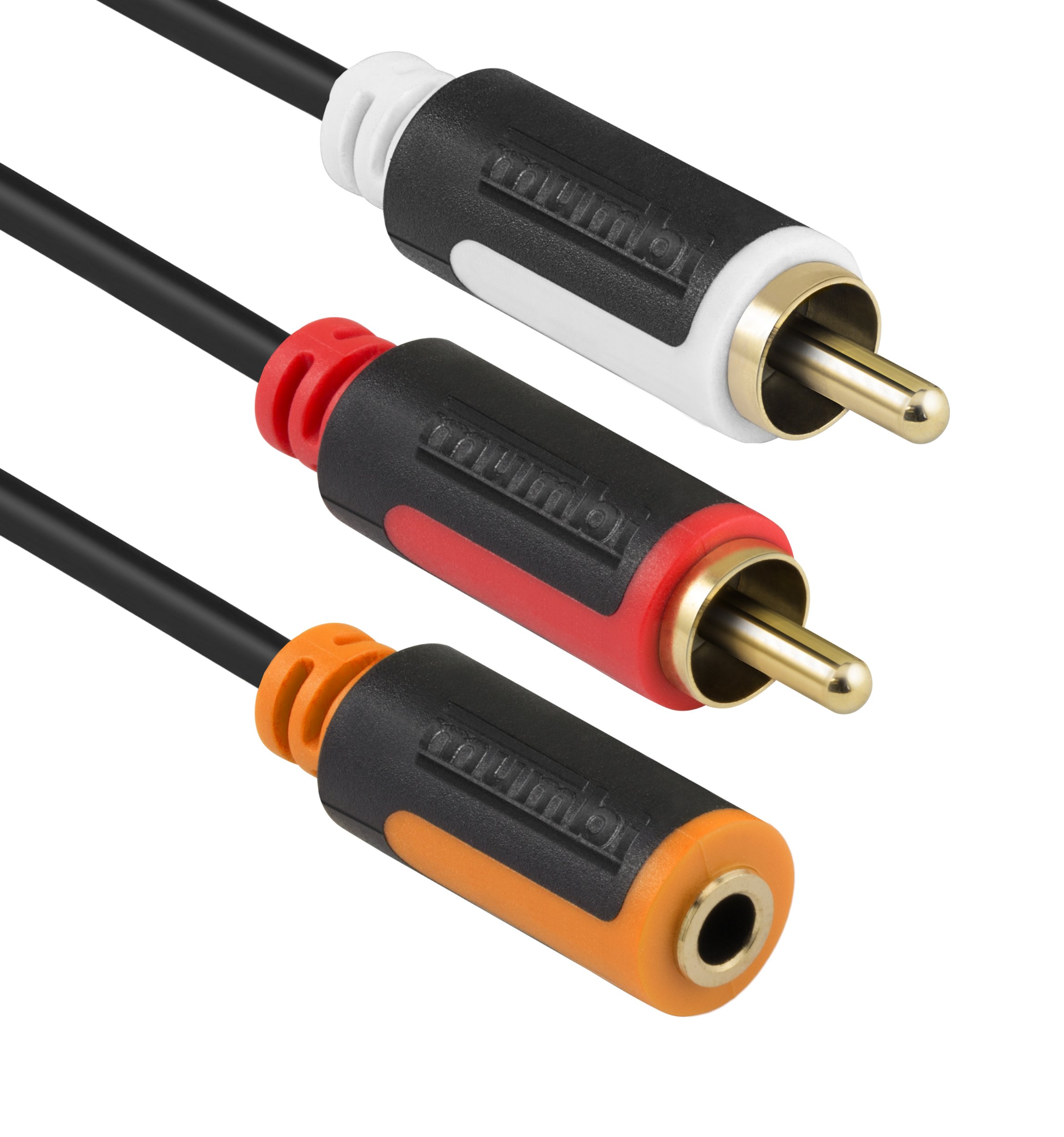 mumbi Y Audio Cable 3.5 mm Jack Female to 2x RCA Male with Gold-Plated Connectors 20 cm