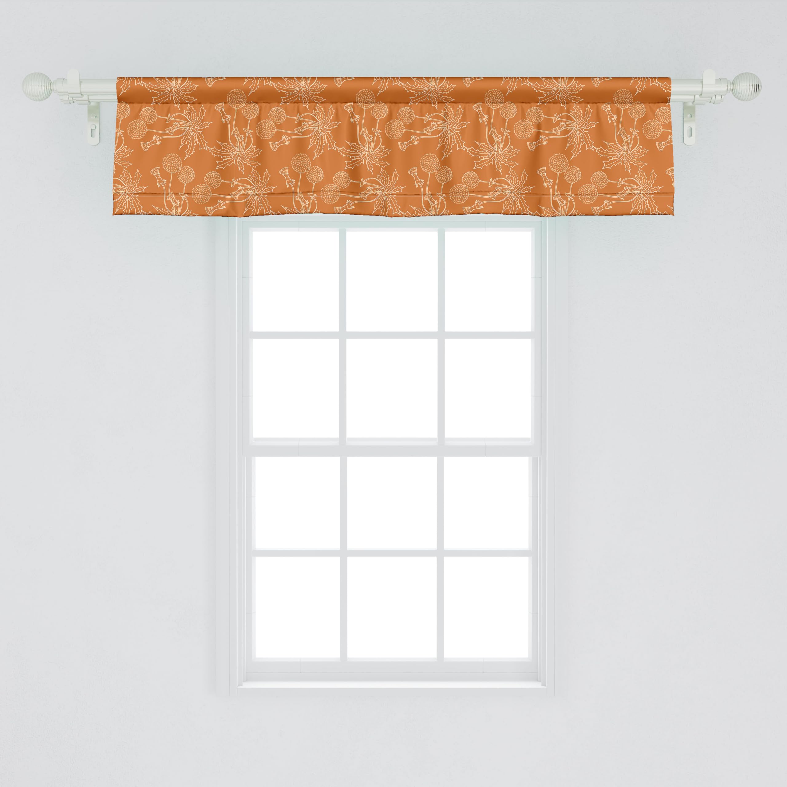 Ambesonne Burnt Orange Window Valance, Dandelions