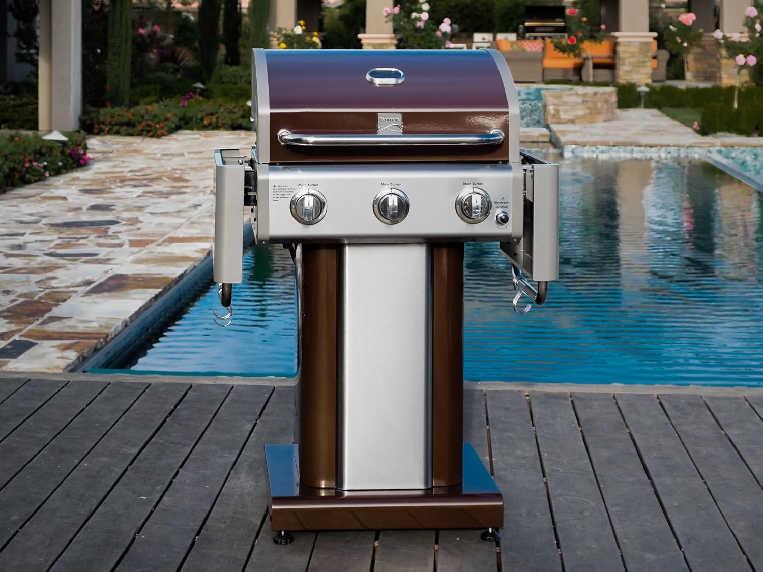 review Kenmore 3 Burner Outdoor Patio Gas BBQ Propane Grill in, Mocha