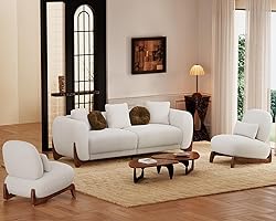 Morden Fort 3 Piece Cloud Couch Set, Modern Sherpa