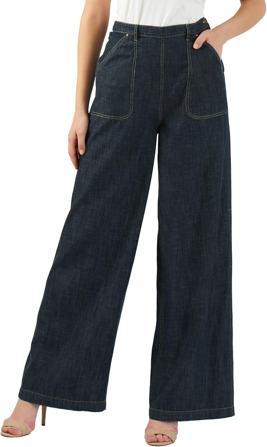 denim palazzo pants with top