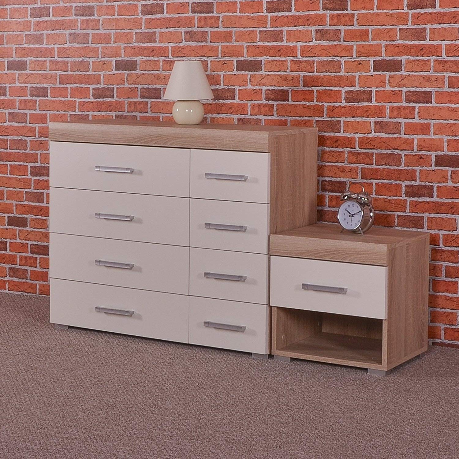 Chest Of 4 4 Drawers 1 Bedside Table In White Sonoma Oak