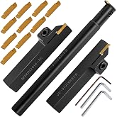 IWONGO 5/8" Large Shank Lathe Grooving &amp; Part-Off Set (3pcs), Internal &amp; External Deep Grooving, 10pcs TiN Coated MGMN200 Inserts, Extra-Rigid Nitrided Stability