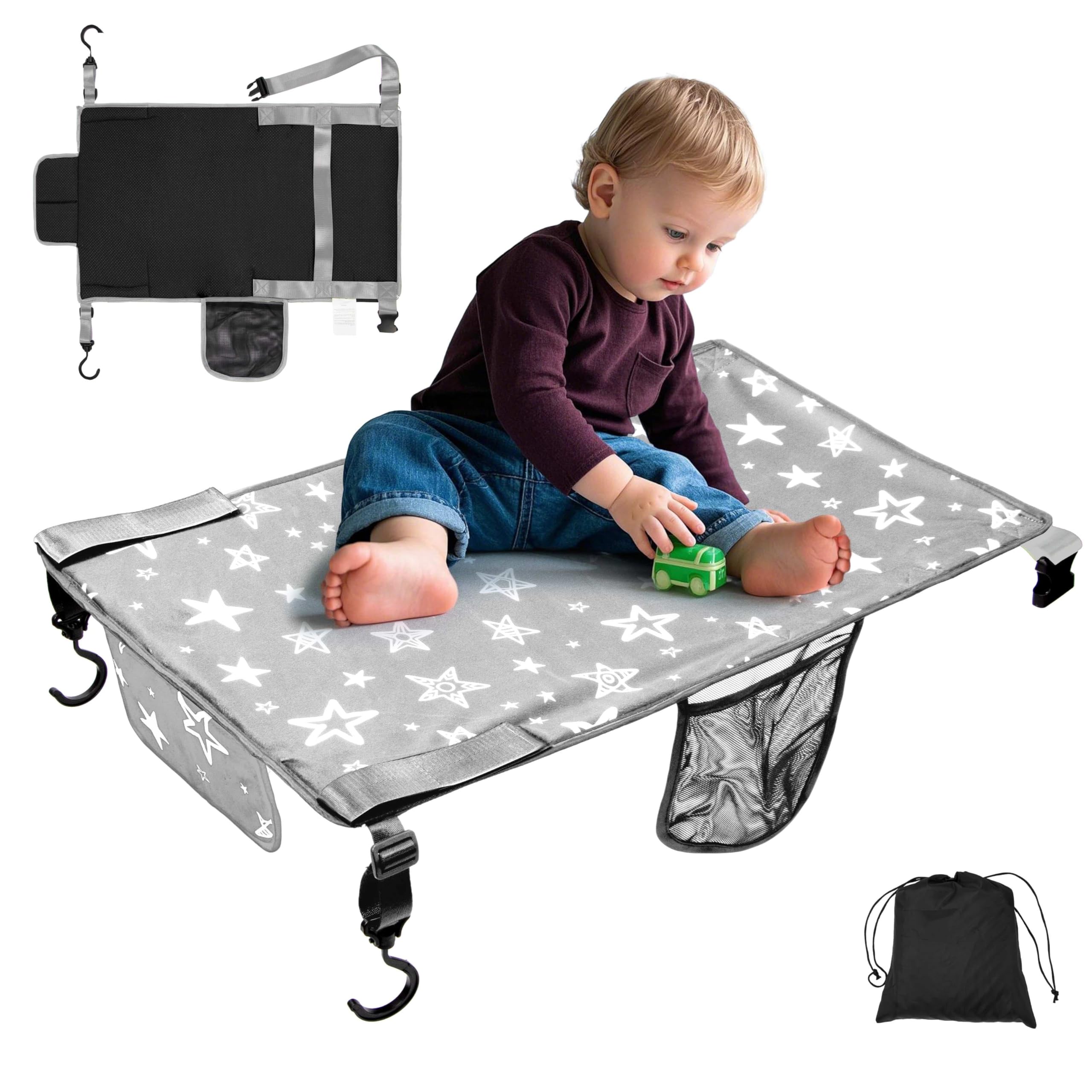 Photo 1 of TinlyFinly Toddler Airplane Bed, Soft Airplane Seat Extender for Kids, Baby Flight Portable Bed with Fasten Hook and Insert, Airplane Travel Essentials Kids, Anti-Slip - Plain, Light Gray