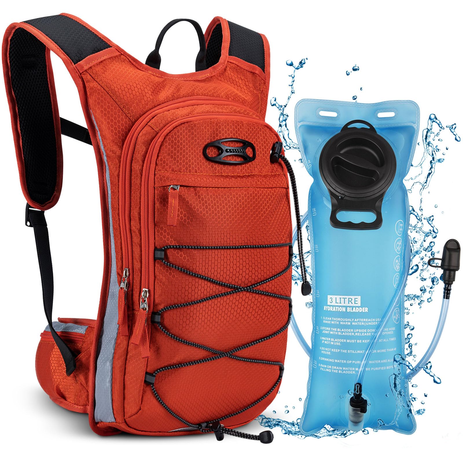 Photo 1 of NOOLA Hydration Backpack, Insulated Hiking Water Backpack with 3L TPU Water Bladder for Men Women, Running Hydration Pack Hydro Daypack for Hiking, Trail, Running, Marathons Race, Cycling, Orange