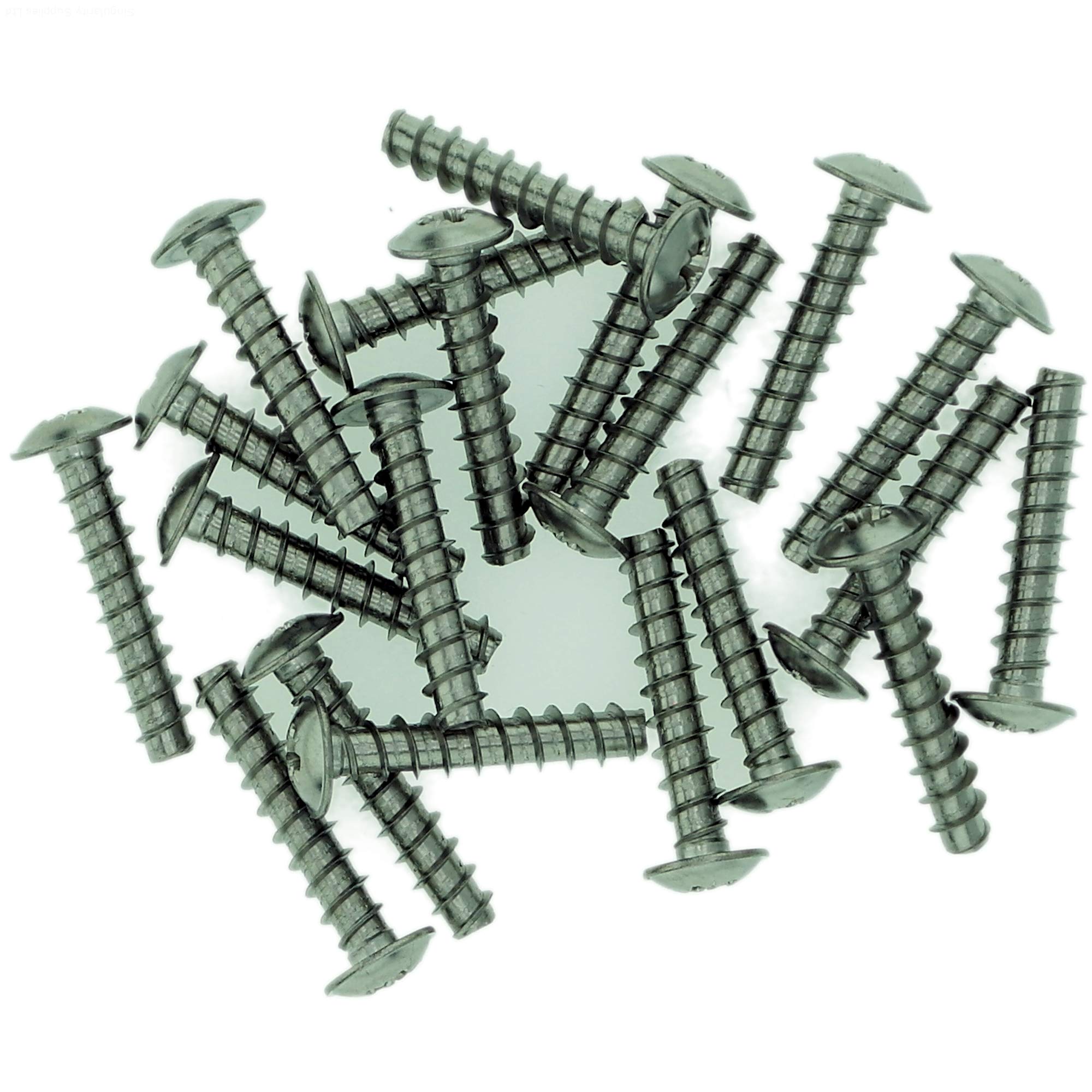 D4 (4mm x 10mm) Pozi Pan Screws for Plastic (Flanged - Trilobular) - Stainless Steel (A2) (Pack of 20)