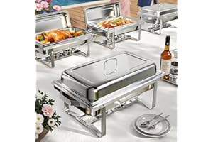 Chafing Dishes for Buffet 4 Pack, 9QT Chafing Dish High Grade Stainless Steel Chafer Complete Set,Steel Handle, Catering Even