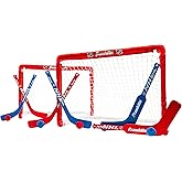 Franklin Sports NHL Kids Mini Hockey Goal Set - (2) Mini + Knee Hockey Goals, (4) Youth Sticks, (2) Goalie Sticks + (4) Foam Balls - Knee + Mini Hockey Set
