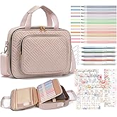 Bible Cover Case for Women, Large Bible Bag w/Shoulder Strap, Bible Study Supplies Journaling Kit Pink Book Carrying Case with Pastel Highlighter Tabs, Valentines Day Christian Gifts for Women Her Mom